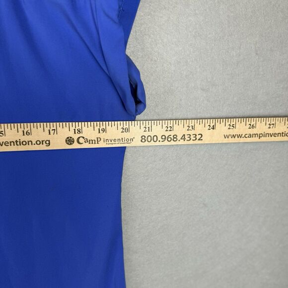 Express Royal Blue Cuffed Sleeve Lattice Criss Cross Blouse Size L Business Work - Picture 2 of 4